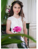 Cap Sleeves Ivory Lace Flower Girl Dress With Rose Lining
